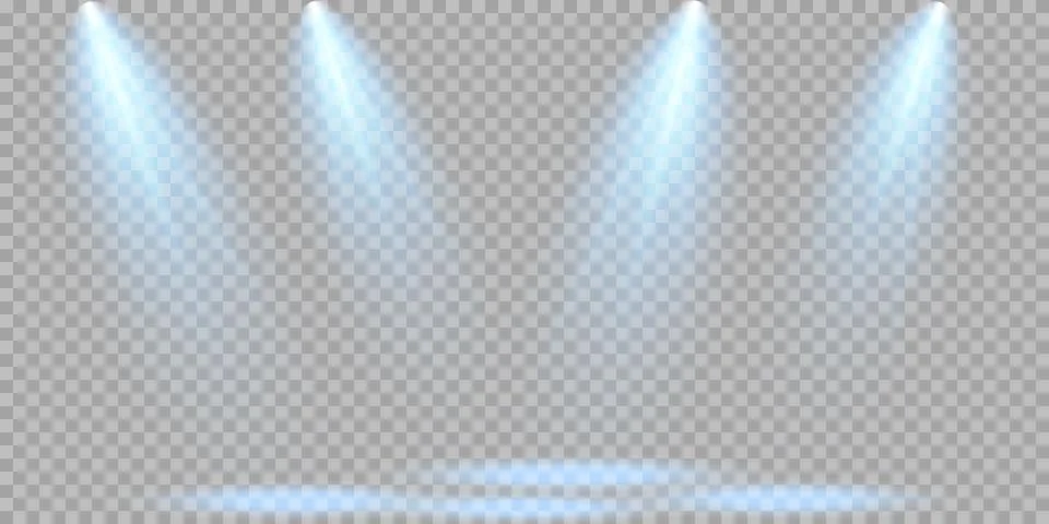 Vector Spotlights. Scene. Light Effects. Glow light effect. Vector illustration. Stock Illustration