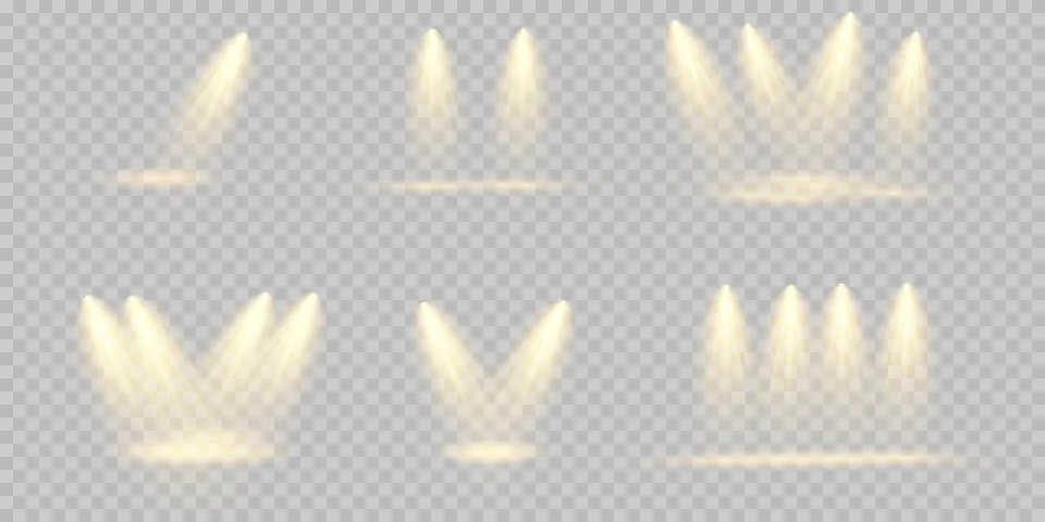 Vector Spotlights. Scene. Light Effects. Glow light effect. Vector illustration. Illustrazione stock