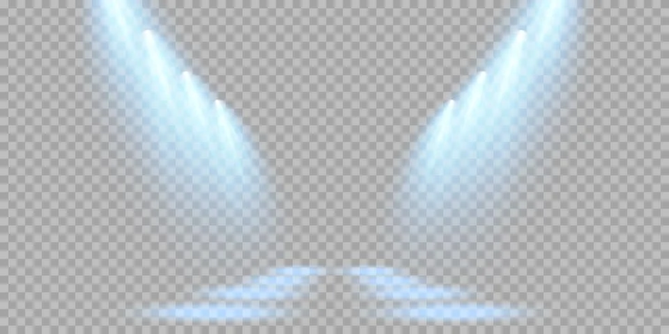 Vector Spotlights. Scene. Light Effects. Glow light effect. Vector illustration. Stock Illustration