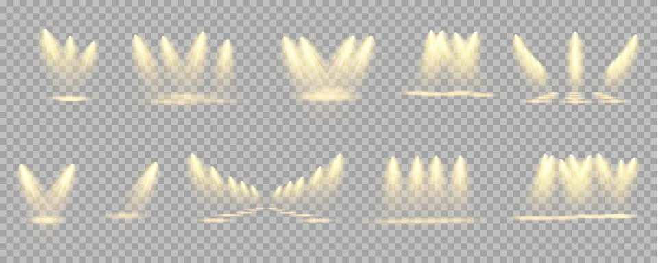 Vector Spotlights. Scene. Light Effects. Glow light effect. Vector illustration. Stock Illustration