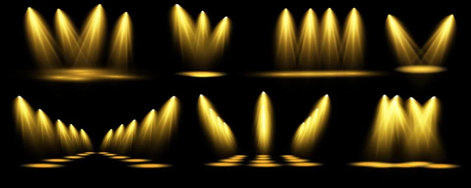 Vector Spotlights. Scene. Light Effects. Glow light effect. Vector illustration. Stock Illustration