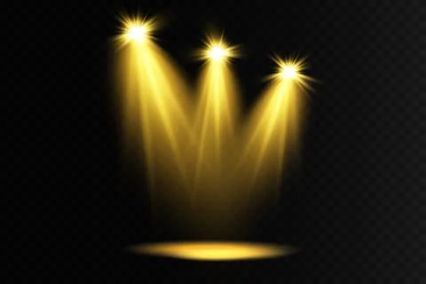 Vector Spotlights. Scene. Light Effects. Glow light effect. Vector illustration. Illustrazione stock