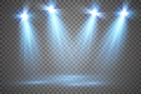 Vector Spotlights. Scene. Light Effects. Glow light effect. Vector illustration. Stock Illustration