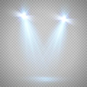 Vector Spotlights. Scene. Light Effects. Glow light effect. Vector illustration. Illustrazione stock