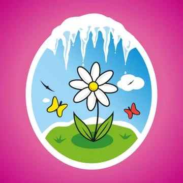 Vector spring flower illustration in frame Stock Illustration