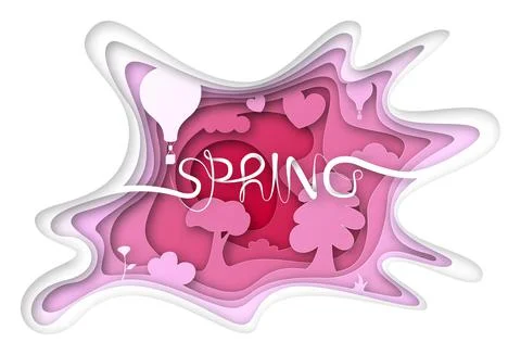 Vector Spring in paper art style Stock Illustration