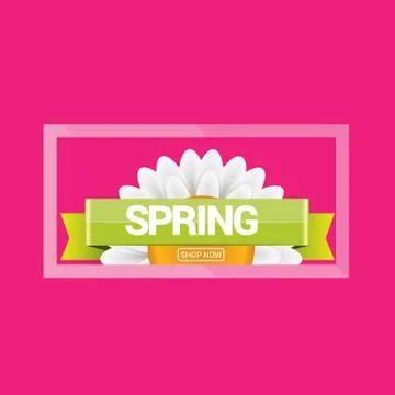 Vector spring sale design template banner or tag on pink background. Abstract Stock Illustration