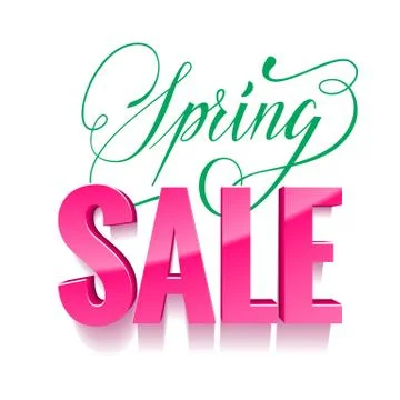 Vector spring sale poster with hand drawn title 스톡 일러스트