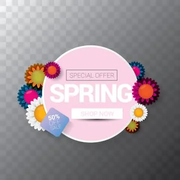 Vector spring sale web banner isolated on transparent background. Abstract Stock Illustration
