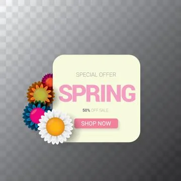 Vector spring sale web banner isolated on transparent background. Abstract 스톡 일러스트