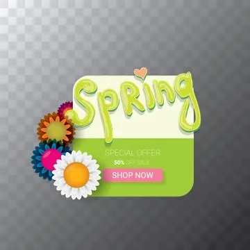 Vector spring sale web banner isolated on transparent background. Abstract Stock Illustration