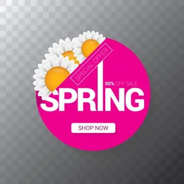 Vector spring sale web banner isolated on transparent background. Abstract Stock Illustration