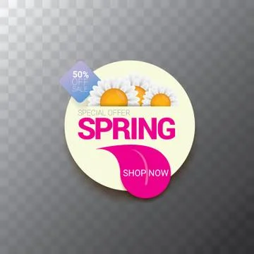 Vector spring sale web banner isolated on transparent background. Abstract Illustrazione stock