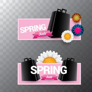 Vector spring sale web banner isolated on transparent background. Abstract Stock Illustration