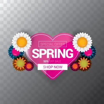 Vector spring sale web banner isolated on transparent background. Abstract Stock Illustration
