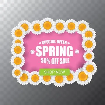 Vector spring sale web banner isolated on transparent background. Abstract Stock Illustration