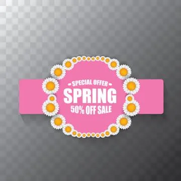 Vector spring sale web banner isolated on transparent background. Abstract Stock Illustration