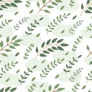 Vector spring seamless pattern with tree branches on white Stock Illustration