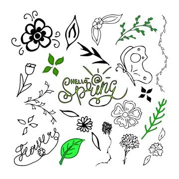 Vector spring set black and green isolated Stock Illustration