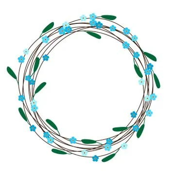 Vector spring wreath with blue flowers Stock Illustration