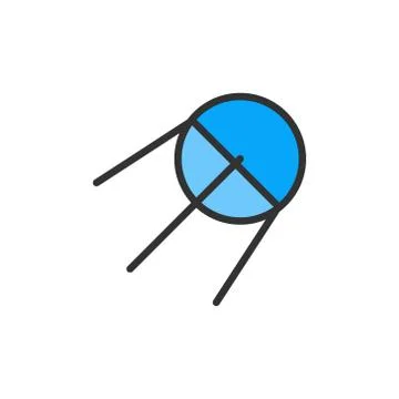 Vector sputnik, rocket flat color line icon. 스톡 일러스트