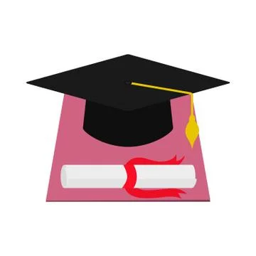 Vector square academic cap and diploma graduation Stock Illustration