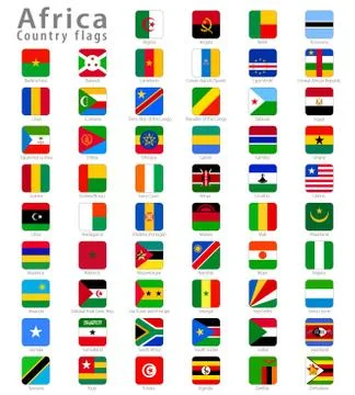 Vector Square Africa National Flags Stock Illustration