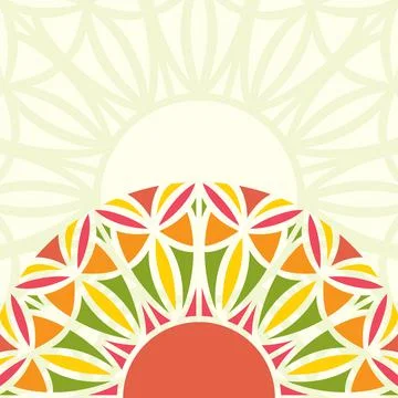 Vector square background with a piece of colored ethnic solar mandala Stock Illustration