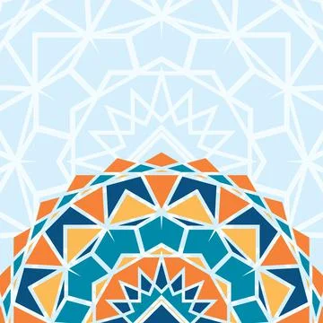 Vector square background with a piece of colored ethnic geometric mandala Stock Illustration