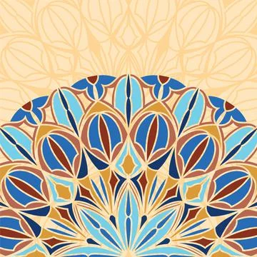 Vector square background with a piece of colored ethnic gothic mandala Stock Illustration