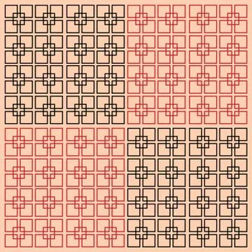 Vector square black and red lines isolated on a pink background. Minimalistic Stock Illustration