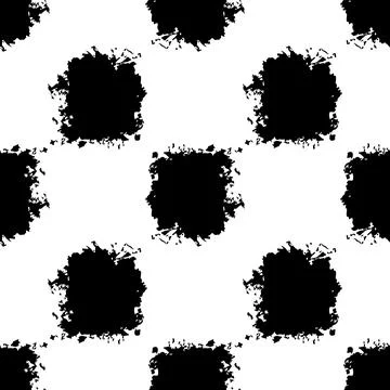 Vector Square Brush Seamless Pattern Plaid Grange Minimalist Check Geometric Stock Illustration