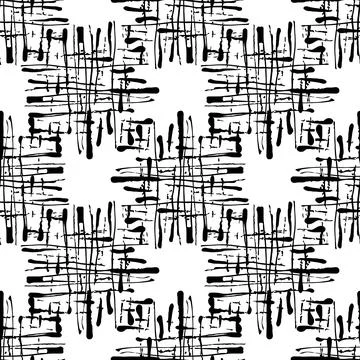 Vector Square Brush Seamless Pattern Plaid Grange Minimalist Check Geometric 스톡 일러스트