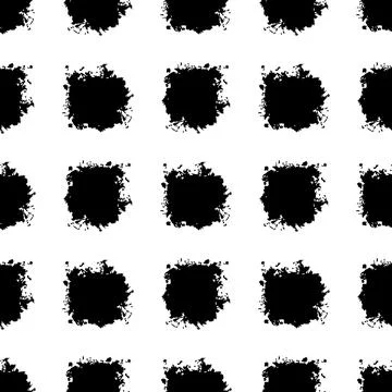 Vector Square Brush Seamless Pattern Plaid Grange Minimalist Check Geometric Stock Illustration