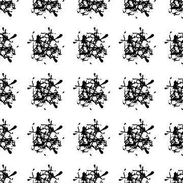 Vector Square Brush Seamless Pattern Plaid Grange Minimalist Check Geometric Illustrazione stock