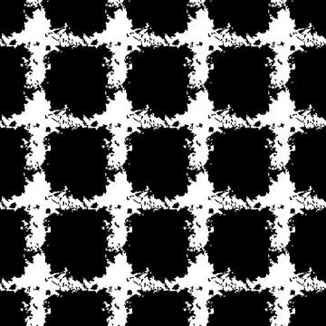 Vector Square Brush Seamless Pattern Plaid Grange Minimalist Check Geometric Illustrazione stock