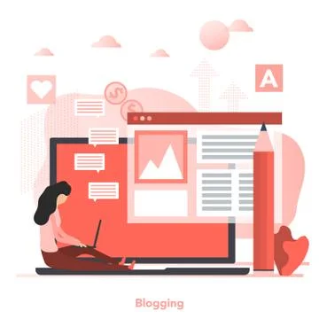 Vector square concept of Blogging flat illustration Stock Illustration