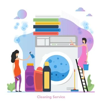 Vector square concept of cleaning service in flat style イラスト素材