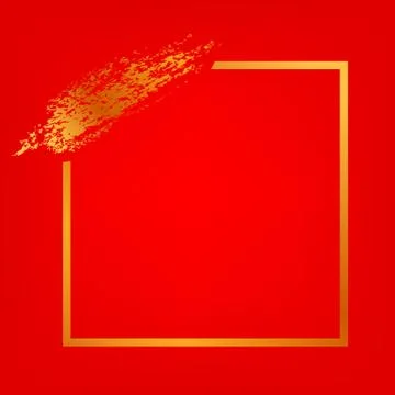 Vector Square Frame and Golden Crayon Streak for Lunar Related Element Design Stock Illustration