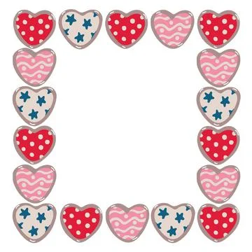 Vector square  frame with hearts for Valentine's day Stock Illustration