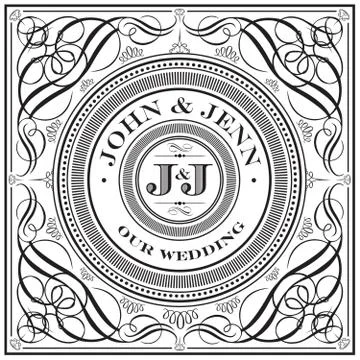 Vector square frame with ornaments Illustrazione stock