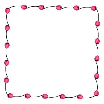 Vector square frame from red tulips. Spring flowers. Hand drawn doodle isolat Illustrazione stock