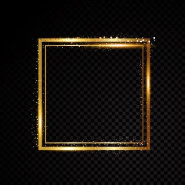 Vector square frame. Shining banner. Isolated on black transparent background Stock Illustration
