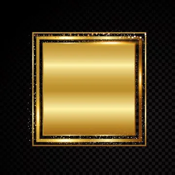 Vector square frame. Shining banner. Isolated on black transparent background Stock Illustration
