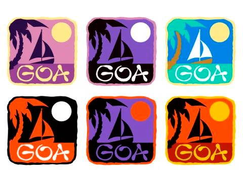 Vector square icons set tropical emblems Stock Illustration
