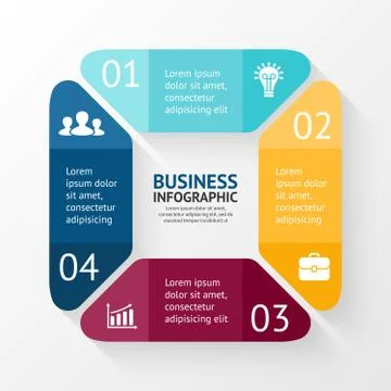 Vector square infographic. Template for cycle diagram, graph, presentation and Illustrazione stock