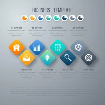 Vector square infographics with icons. Stock Illustration