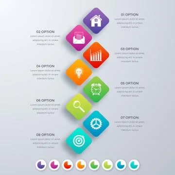 Vector square infographics with icons. Stock Illustration