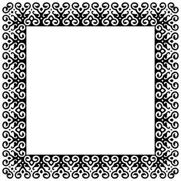 Vector square Kazakh national frame. Oriental Ethnic pattern of the nomadic  Stock Illustration