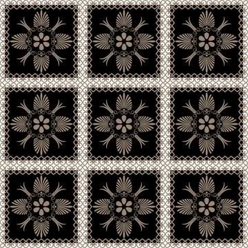 Vector square ornament of ancient Greece. Classic tile pattern of the Roman Empi 스톡 일러스트